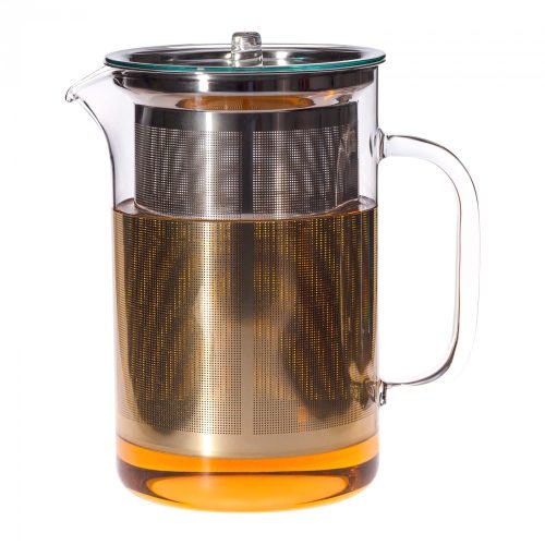 PISA heat resistant glass teapot with lid and stainless steel strainer 1,2 L
