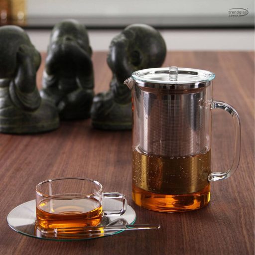 PISA heat resistant glass teapot with lid and stainless steel strainer 1,2 L