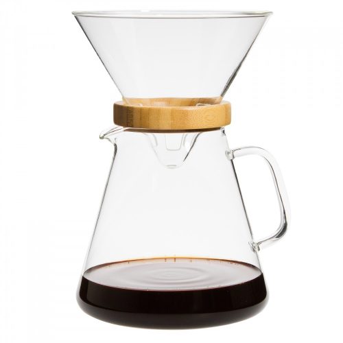 Coffeemaker POUR OVER BARI (LA) 1,3 L with glass filter holder and bamboo ring - for 4-8 cups