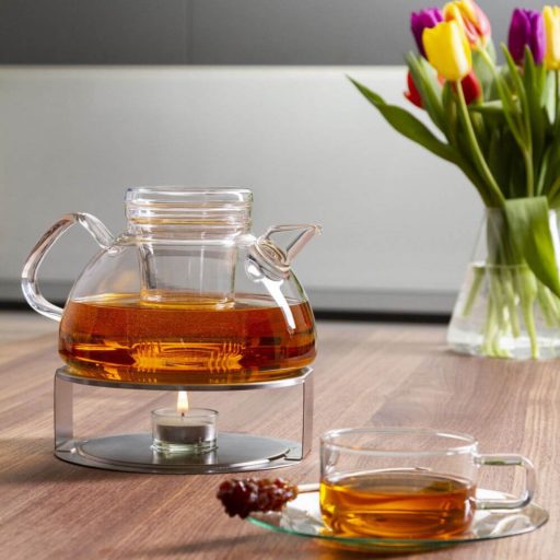 Tea warmer of stainles steel with candle holder 120mm