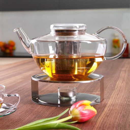 Tea warmer of stainles steel with candle holder 120mm