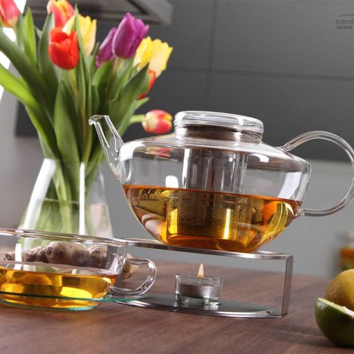 Tea warmer of stainles steel with candle holder 120mm