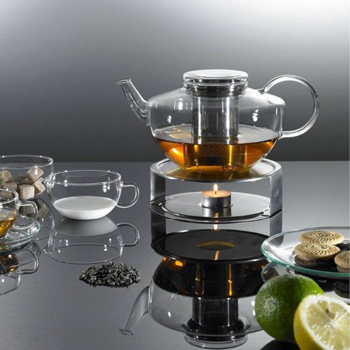 Tea warmer of stainles steel with candle holder 120mm