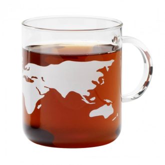   OFFICE heat resistant glass mug with white decor -EARTH- 0,4 L