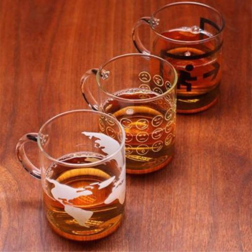 OFFICE hőálló üveg csésze -ERDE - fehér mintás 400 ml