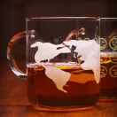 OFFICE heat resistant glass mug with white decor -EARTH- 0,4 L