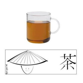 OFFICE hőálló üveg csésze - TEA - fehér mintás 400 ml