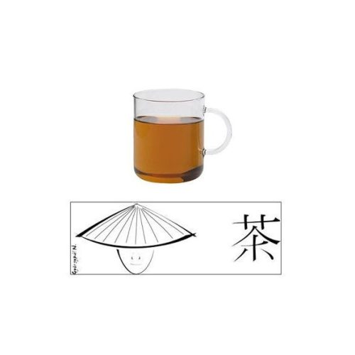 OFFICE heat resistant glass mug with white decor -TEA- 0,4 L