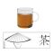 OFFICE heat resistant glass mug with white decor -TEA- 0,4 L