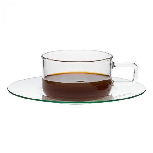 LINEA heat resistant glass cup 0,18 L, with glass saucer 