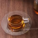 LINEA heat resistant glass cup 0,18 L, with glass saucer 