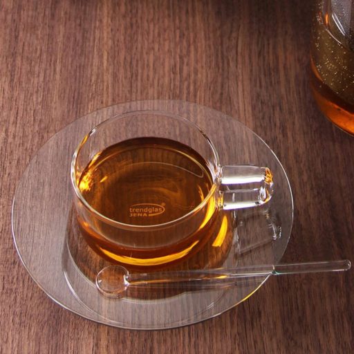 LINEA heat resistant glass cup 0,18 L, with glass saucer 