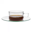 LINEA heat resistant glass cup 0,18 L, with glass saucer 
