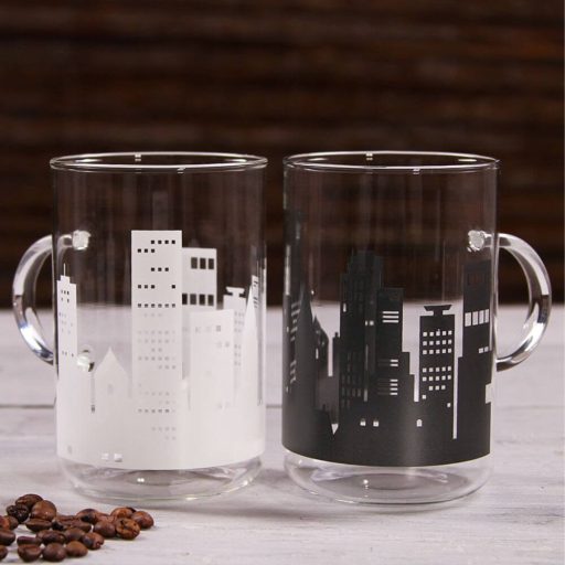OFFICE XL heat resistant glass mug - CITY- black 0,6 L