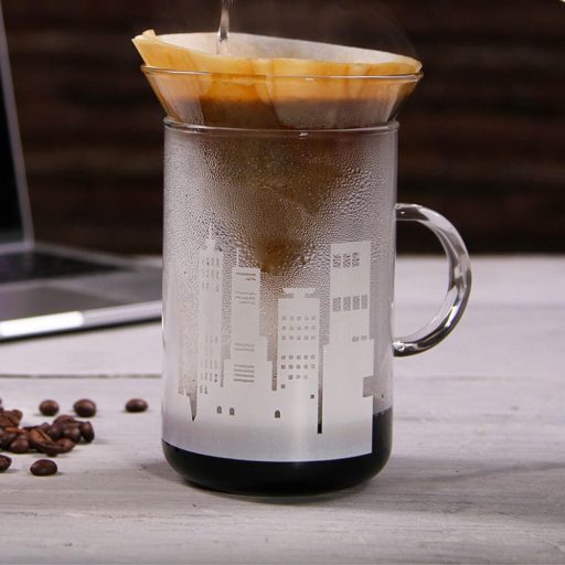 OFFICE XL heat resistant glass mug - CITY - white 0,6 L