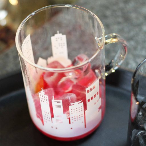 OFFICE XL heat resistant glass mug - CITY - white 0,6 L