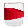 OFFICE S heat resistant glass mug with red silicone wristband 0,4 L