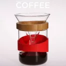 OFFICE S heat resistant glass mug with red silicone wristband 0,4 L