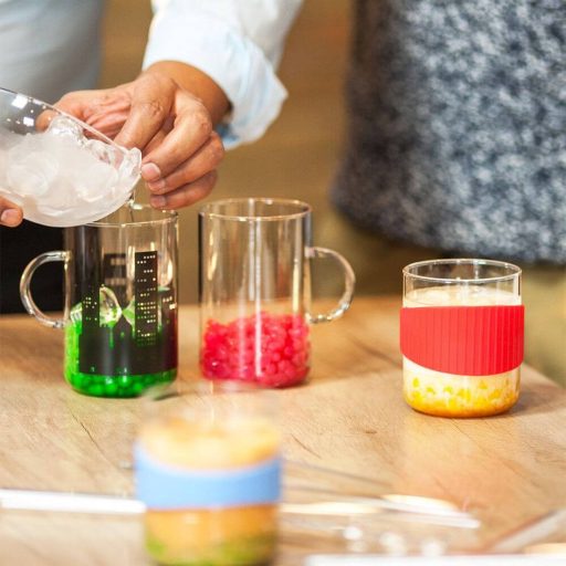OFFICE hőálló üveg teáscsésze - S - piros szilikongyűrűvel 400 ml