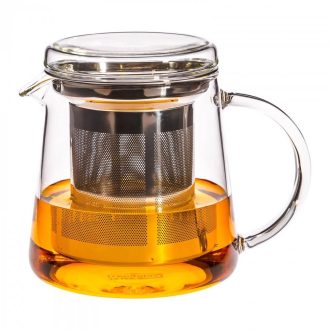   FOR TWO (S) heat resistant glass teapot with lid and stainless steel strainer 400 ml
