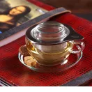 TEA TIME (S) heat resistant glass cup with lid and stainless steel strainer 0,3 L