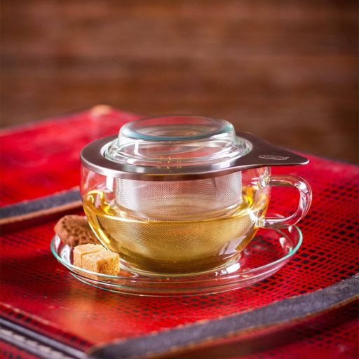 TEA TIME (S) hőálló üveg teáscsésze, kiegészítőkkel 300 ml