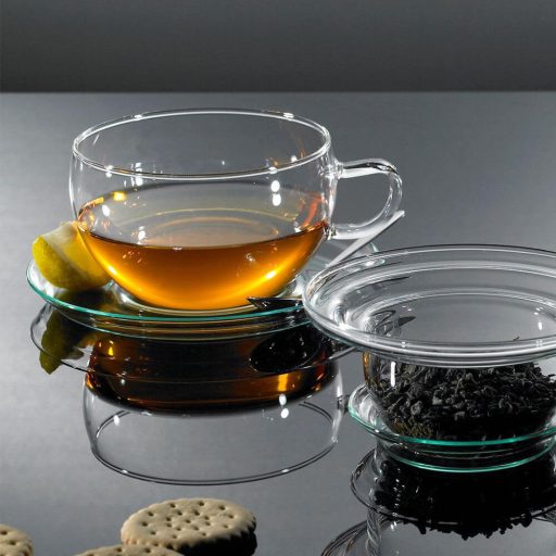 TEA TIME (G) hőálló üveg teáscsésze, kiegészítőkkel 300 ml