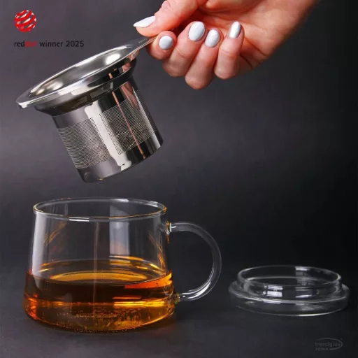 CONUM teáskanna hőálló üvegből, tetővel és szűrővel 400 ml