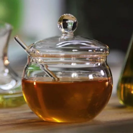 Üveg méz és lekvártartó kiegészítőkkel 250 ml