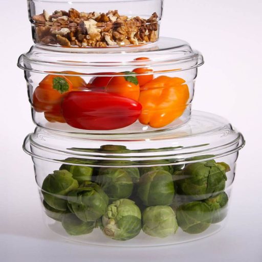 Mikrózható, hőálló üveg tál CENTRIC - L- 1,6 L, üveg és műanyag tetővel