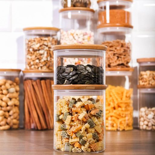 Storage jar set H180, with bamboo lid 1,2 L (2pcs/box)