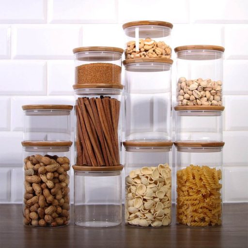 Storage jar set H180, with bamboo lid 1,2 L (2pcs/box)