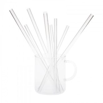 Heat resistant glass straw set Ø8mm x 20cm (6pcs/package)