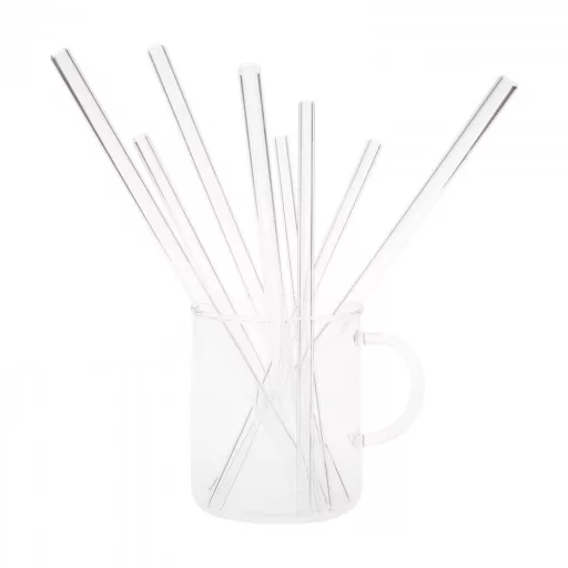 Hőálló üveg szívószál szett Ø8mm x 20cm (6db/csomag)
