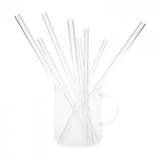 Hőálló üveg szívószál szett Ø10mm x 25cm (6db/csomag)