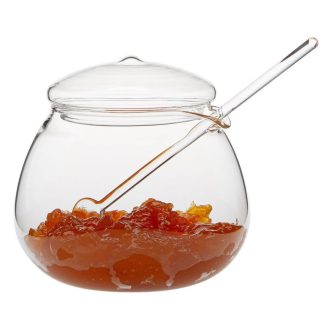 MIKO glass jam/honey pot with glass stirrer 250 ml