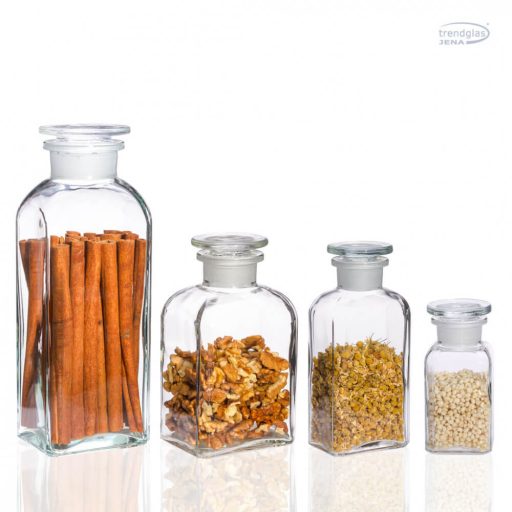 Apothecary bottle set square, transparent 0,1 L (2pcs/box) 