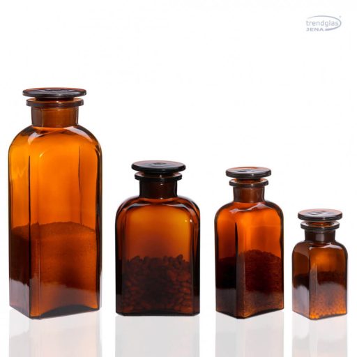 Apothecary bottle set square, braun 0,25 L (2pcs/box)