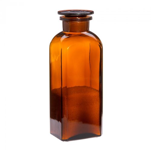 Fűszer-, teafű üveg konyhai tároló, szögletes, barna 0,8 L (1db/dob)