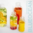 BLUE OCEAN heat resistant glass drinking bottle 500 ml, with purple cap