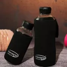 BLUE OCEAN heat resistant glass drinking bottle 500 ml, with black cap
