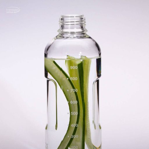 BLUE OCEAN heat resistant glass drinking bottle 1000 ml, with blue cap