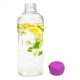 BLUE OCEAN heat resistant glass drinking bottle 1000 ml, with purple cap