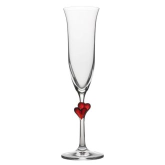   L'AMOUR Pezsgős pohár - vörös szívvel 175 ml (2db/díszdoboz)