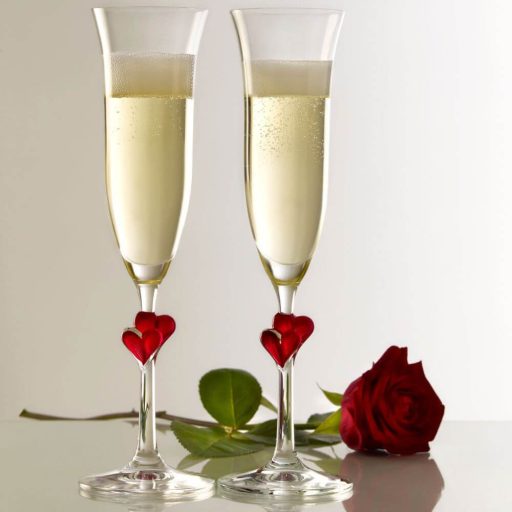 L'AMOUR Pezsgős pohár - vörös szívvel 175 ml (2db/díszdoboz)
