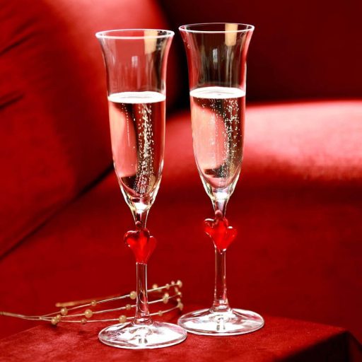 L'AMOUR Pezsgős pohár - vörös szívvel 175 ml (2db/díszdoboz)