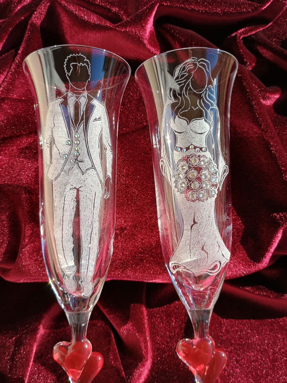 L'AMOUR Pezsgős pohár - vörös szívvel 175 ml (2db/díszdoboz)